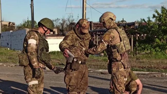 Video released by the Russian Defence Ministry shows Ukrainian service members after surrendering the Azovstal steel plant in Mariupol. Picture: AFP.