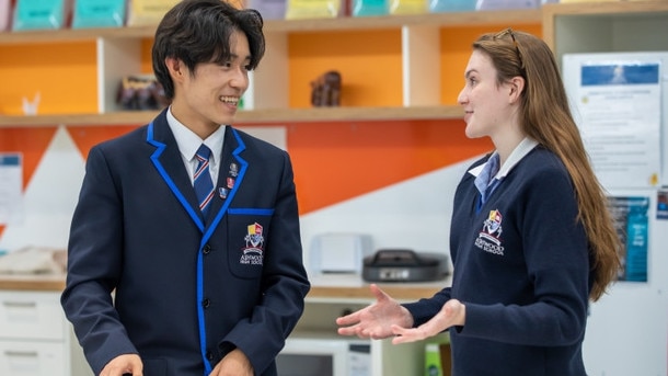 Ashwood High School VCE students Ziming and Freya. Ziming is an international student and a Victorian Global Learning Awards winner. Picture: Supplied