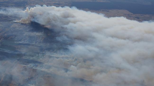 Adelaide-based aerial photographer Dr Paul Dare captured these images from the air when the Sherwood fire was at its height.