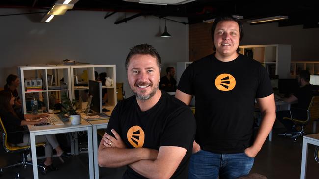 Nicholas Reid and Davide De Vincentiis are the creators of Konvo which is a social media platform engineered on the Gold Coast. Photo: Steve Holland