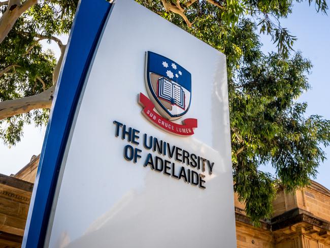 30th December 2018, Adelaide South Australia : Sign of the entrance of Adelaide University with logo in Adelaide SA Australia