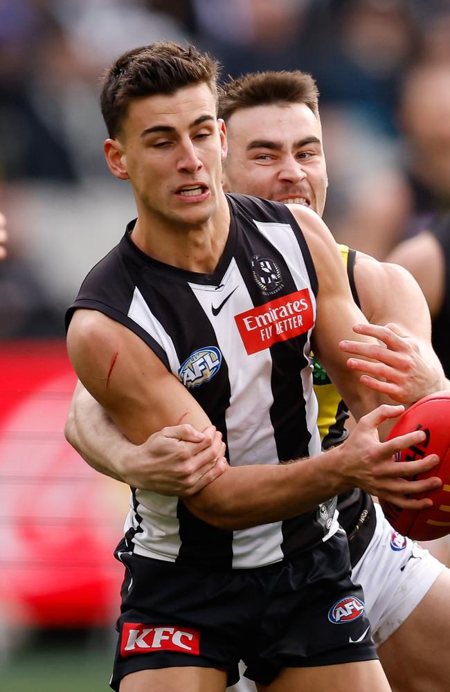 Nick Daicos was on fire against the Tigers. Picture: Dylan Burns/AFL Photos via Getty Images.