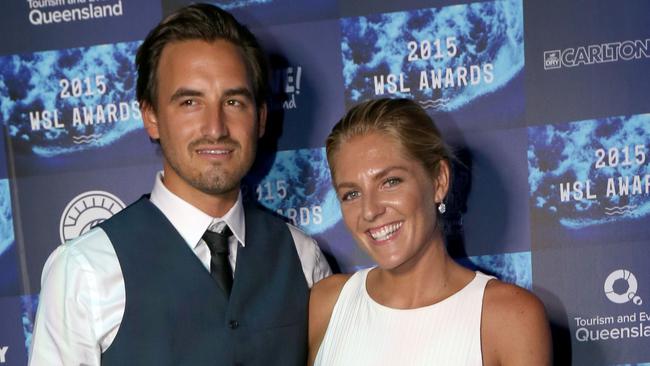 Social Pics Taken At the WSL Surf Awards at Gold Coast Arts Centre. L-R Mark Shawyer and Stephanie Gilmore .Picture Mike Batterham