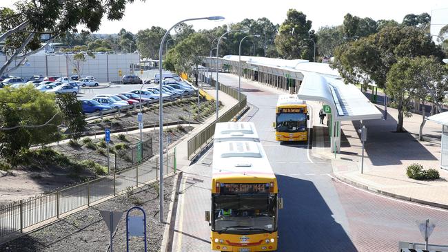 Tea Tree Gully Council currently fines those that park all day at Tea Tree Plaza and catch the O-Bahn into the city. Picture: Stephen Laffer