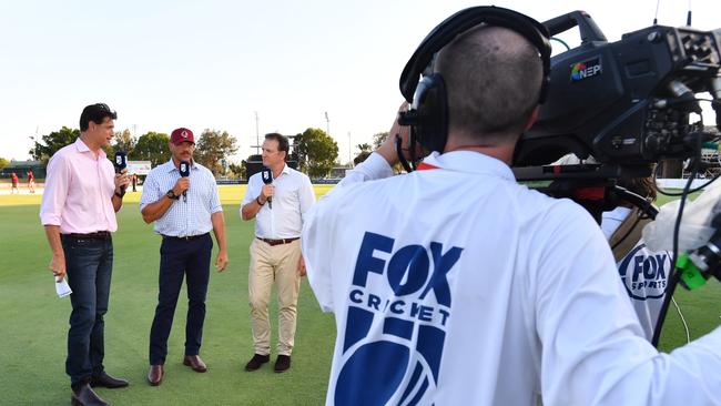 Fox Sports commentators Brendon Julian, Andrew Symonds and Mark Waugh.