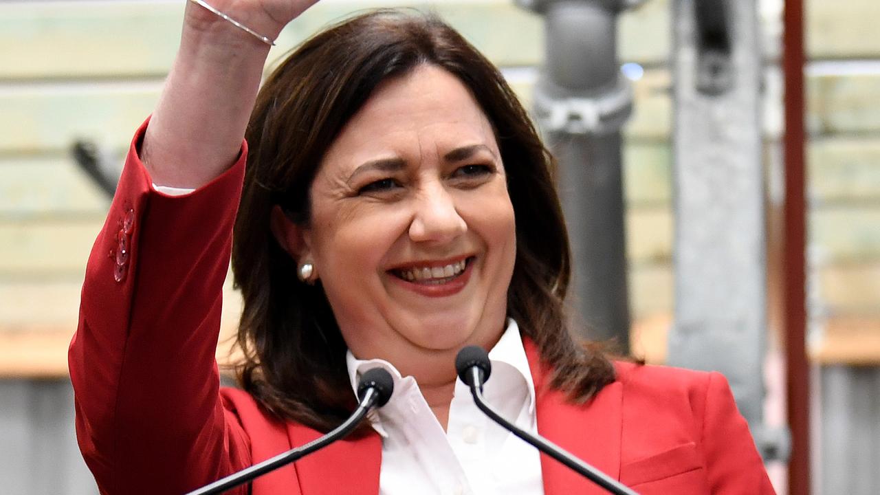 Queensland Premier Annastacia Palaszczuk waves during Labor’s campaign launch in Brisbane. Picture: NCA NewsWire / Dan Peled