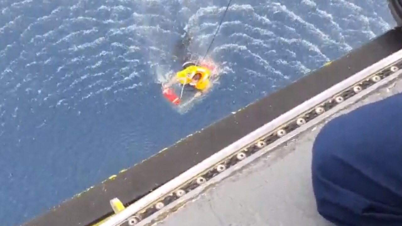 The view of the rescue from the helicopter.