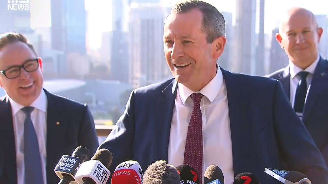 It was all laughs at a press conference in Perth on Friday. Picture: Channel 9