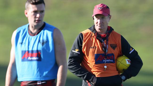 Worsfold oversees training at Tullamarine on Monday. Picture: Michael Klein