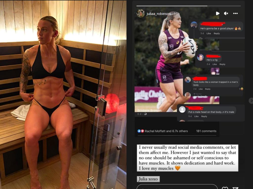 I love my muscles': NRLW star Julia Robinson calls out online body-shamers, NRLW