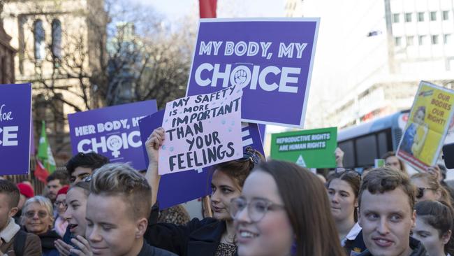 Pro-choice supporters rallied outside Parliament House last month.