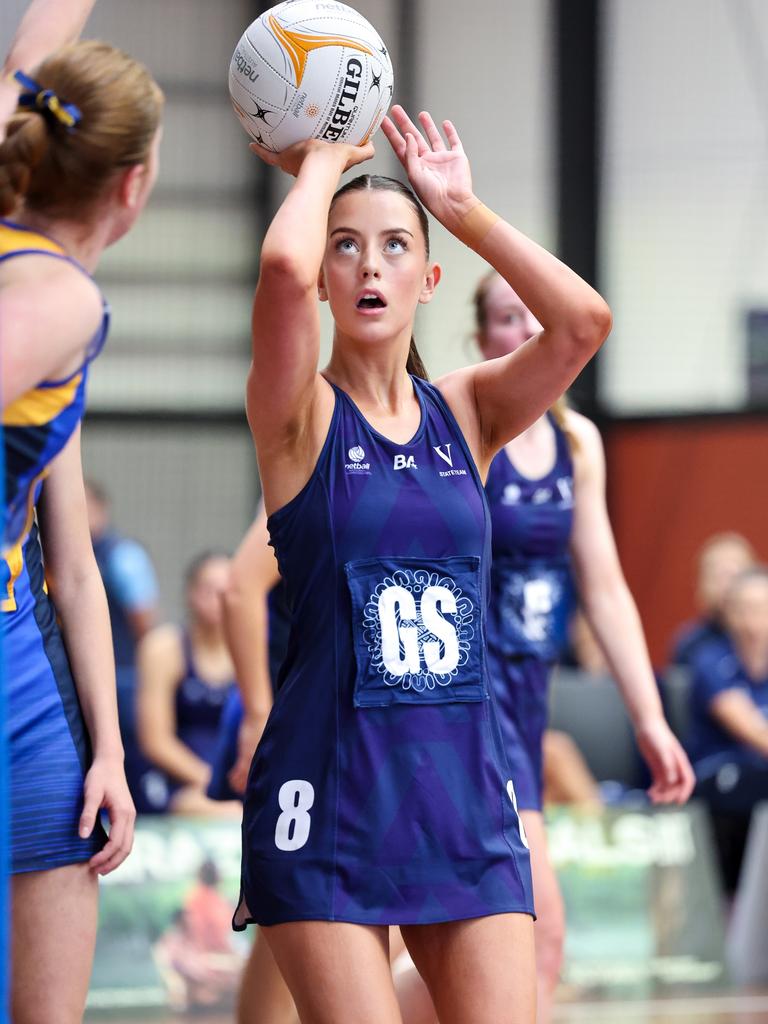 Annecy Lyon in action for Victoria at the 2024 National Netball Championships. Picture: Grant Treeby/Netball Victoria