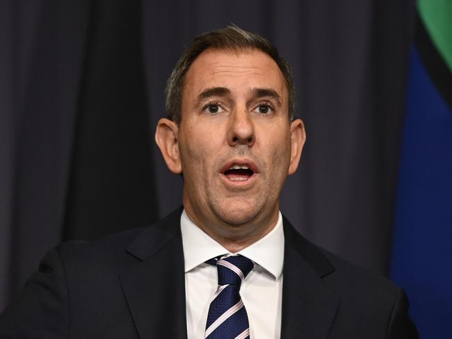 CANBERRA, AUSTRALIA  - NewsWire Photos - February 18, 2025:  Federal Treasurer Jim Chalmers holds a press conference  at Parliament House in Canberra. Picture: NewsWire / Martin Ollman