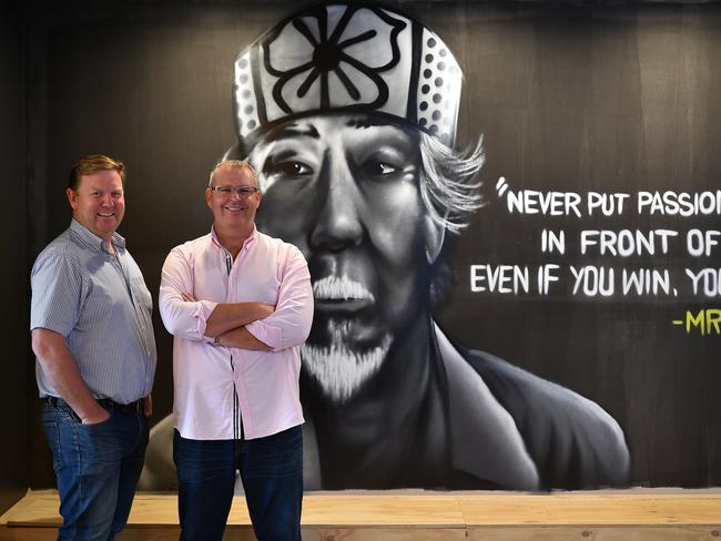 Rice Boi developers  Dirk long director of Evans Long and Tony Kelly outside the mega popular restaurant.