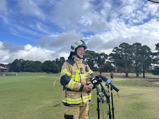 CFA commander for the Macedon Ranges Darren Eenjes wanted to clarify an earlier determination of the fire being suspicious was misunderstood and said as of noon it was still undetermined. Picture: Nilsson Jones