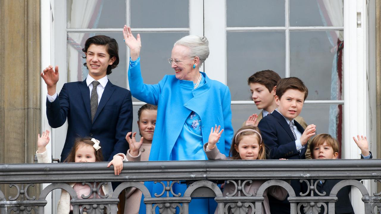 Queen Margrethe with her grandchildren in 2016 including a young Prince Christian on the right. Picture: Getty Images