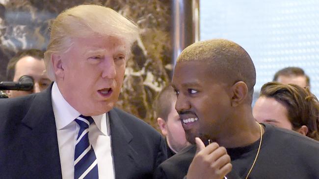 Singer Kanye West and Donald Trump. Picture: AFP