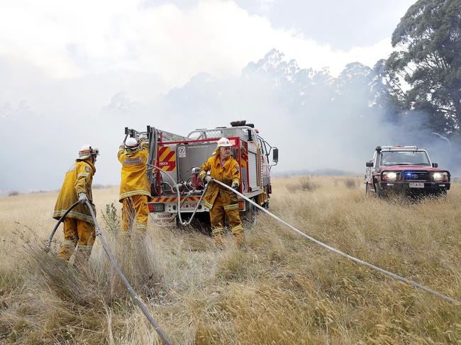 TFS crews conduct a back burn at the top of Kermandie River Road in Geeveston. Picture: RICHARD JUPE