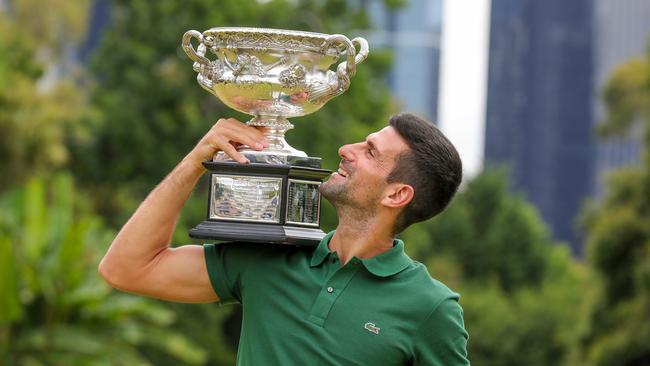 Novak Djokovic the morning. Picture: Tim Carrafa