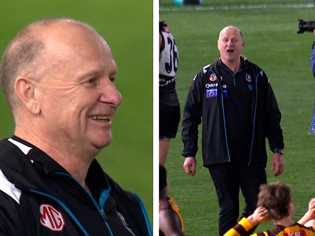 Hinkley came under heavy fire over this display. (Photo by Michael Willson/AFL Photos via Getty Images)