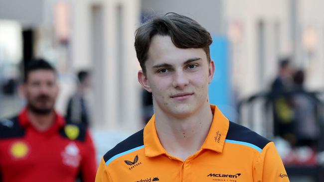 Oscar Piastri arrives in the paddock at the Bahrain International Circuit ahead of his first F1 Grand Prix with McLaren. Picture: Giuseppe CACACE / AFP