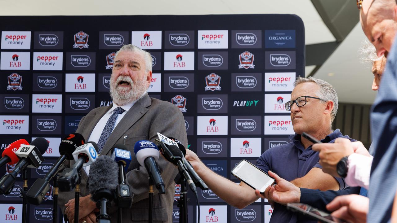 THE DAILY TELEGRAPH, DECEMBER 13, 2023 Wests Tigers Media Conference with new interim chief executive, Shane Richardson, addressing the media for the first time since the board was swept out in a radical overhaul. Picture: David Swift