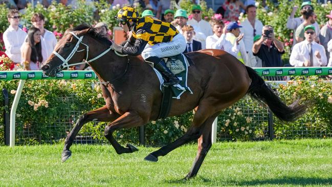 Joliestar winning the Newmarket Handicap at Flemington in March. Photo: George Sal/Getty Images.