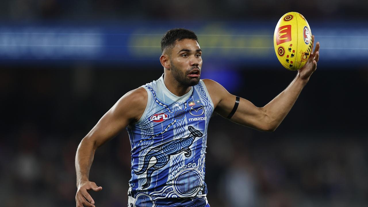 Tarryn Thomas of the Kangaroos. Photo by Mike Owen/AFL Photos.