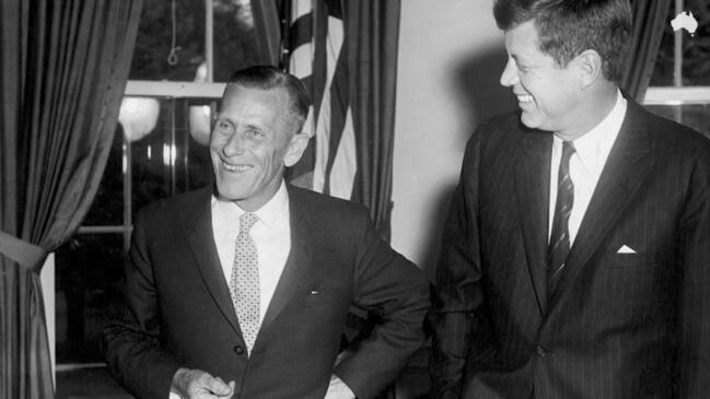 President John F. Kennedy meets the Australian, Reg Evans, who saved his life