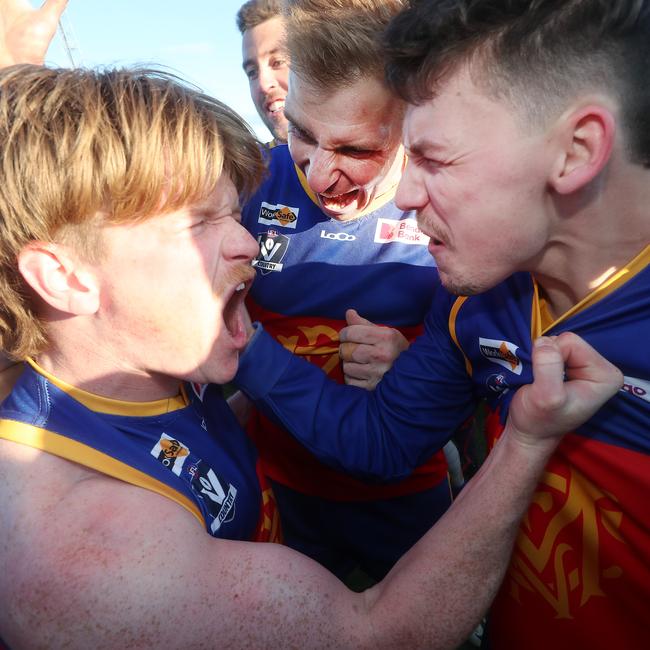 Marong’s Jimmy Gadsden, left, was best-on- ground in the grand final.