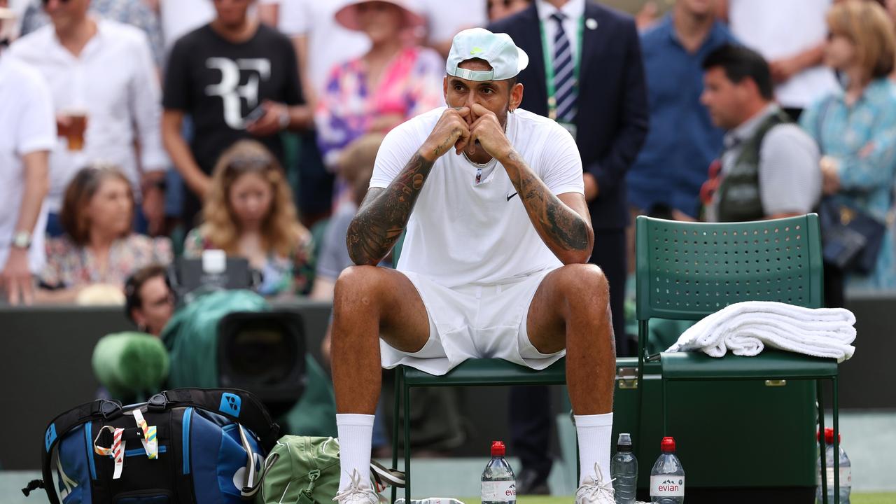 There was no wild celebration from Kyrgios this time around. Picture: Ryan Pierse/Getty Images