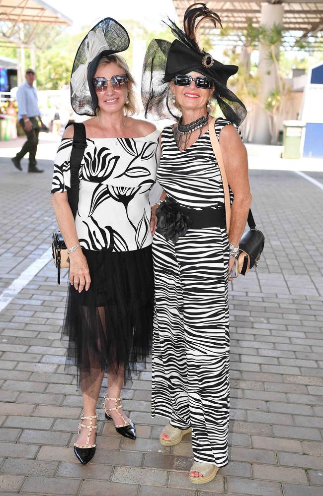 Janet Porchun and Marie Pryce out and about at Corbould Park for the Melbourne Cup Race Day in Caloundra. Picture: Patrick Woods.