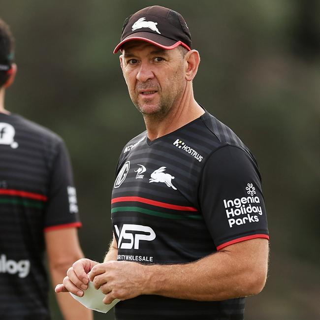 Rabbitohs coach Jason Demetriou at training on Tuesday. Picture: Matt King/Getty Images