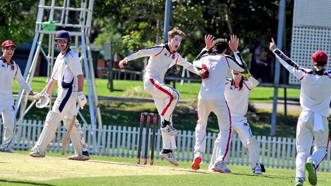 Terrace celebrate a wicket. Picture: John Gass