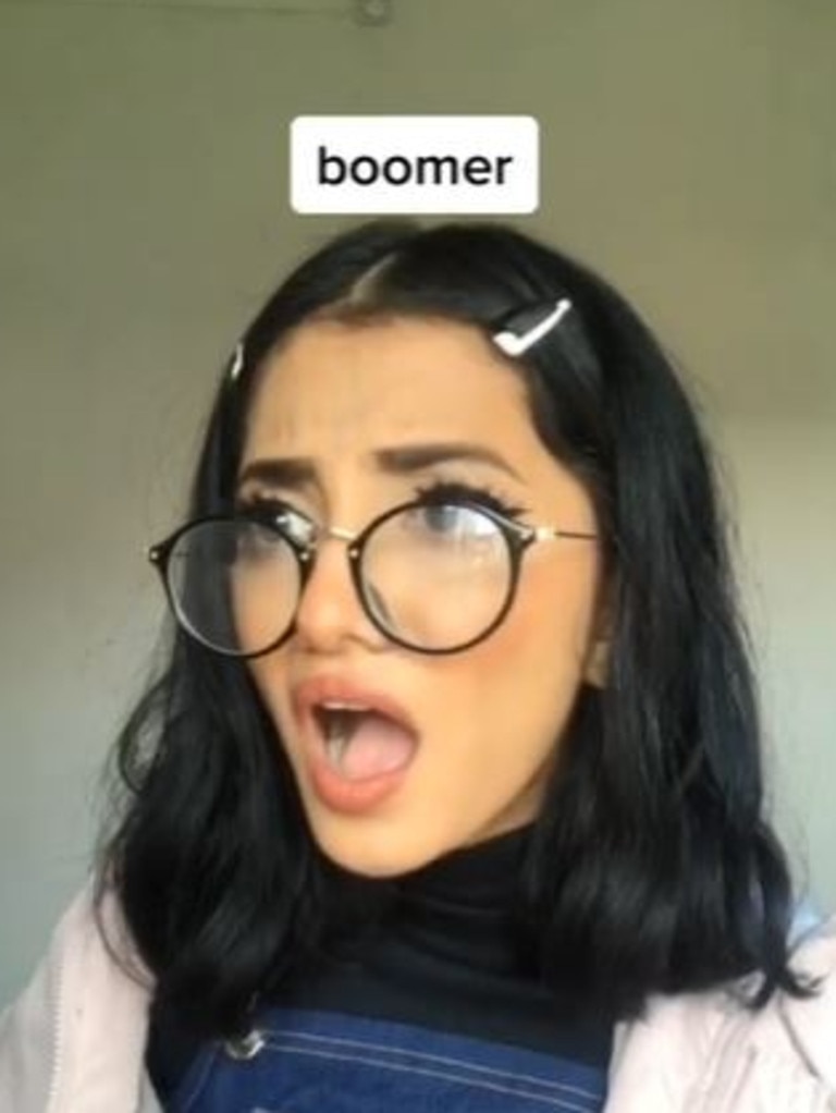 The study found half of videos analysed with these hashtags had negative content relating to Boomers. Picture: TikTok