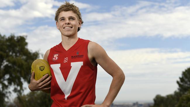 Young gun Hugh Jackson will be among the AFL Draft hopefuls to watch in the live stream of North Adelaide’s under-18 clash with the Eagles. Picture: Naomi Jellicoe