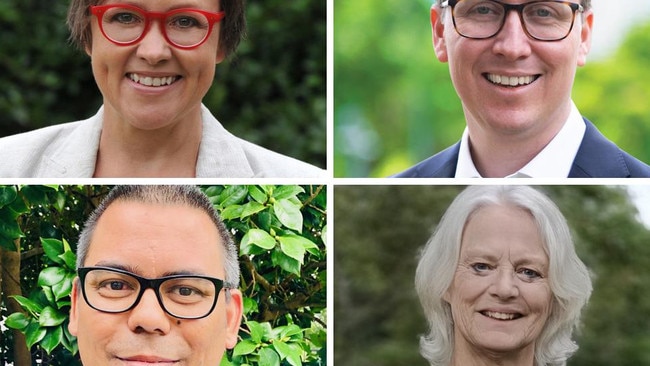 Four of the nine candidates looking to win Saturday’s Hornsby by-election. Pictures: Supplied