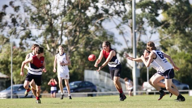 St Andrew's players in action at the AFLQ Secondary Schools Gala Day at Maroochydore. Picture: St Andrew's Anglican College Facebook
