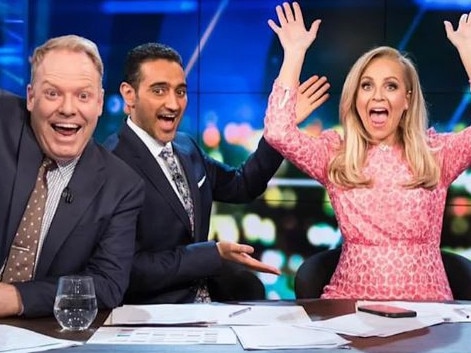 The Project stars Peter Helliar, Waleed Aly, Carrie Bickmore and Steve Price. Photo: Channel 10.