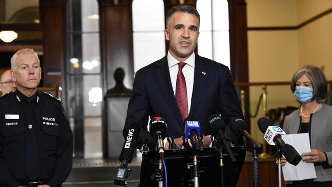 Premier Peter Malinauskas announces the end of the emergency declaration. Picture: NCA NewsWire / Naomi Jellicoe