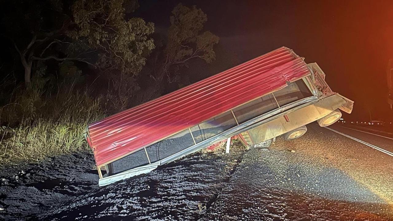 An abandoned trailer at Acacia Hills on April 18, 2024, has prompted a police investigation after the driver allegedly drove 10km further before stopping. Picture: Facebook/ The Mango Inquirer