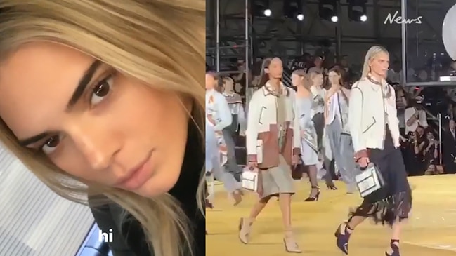 Kendall Jenner debuts new blonde hair at Burberry show