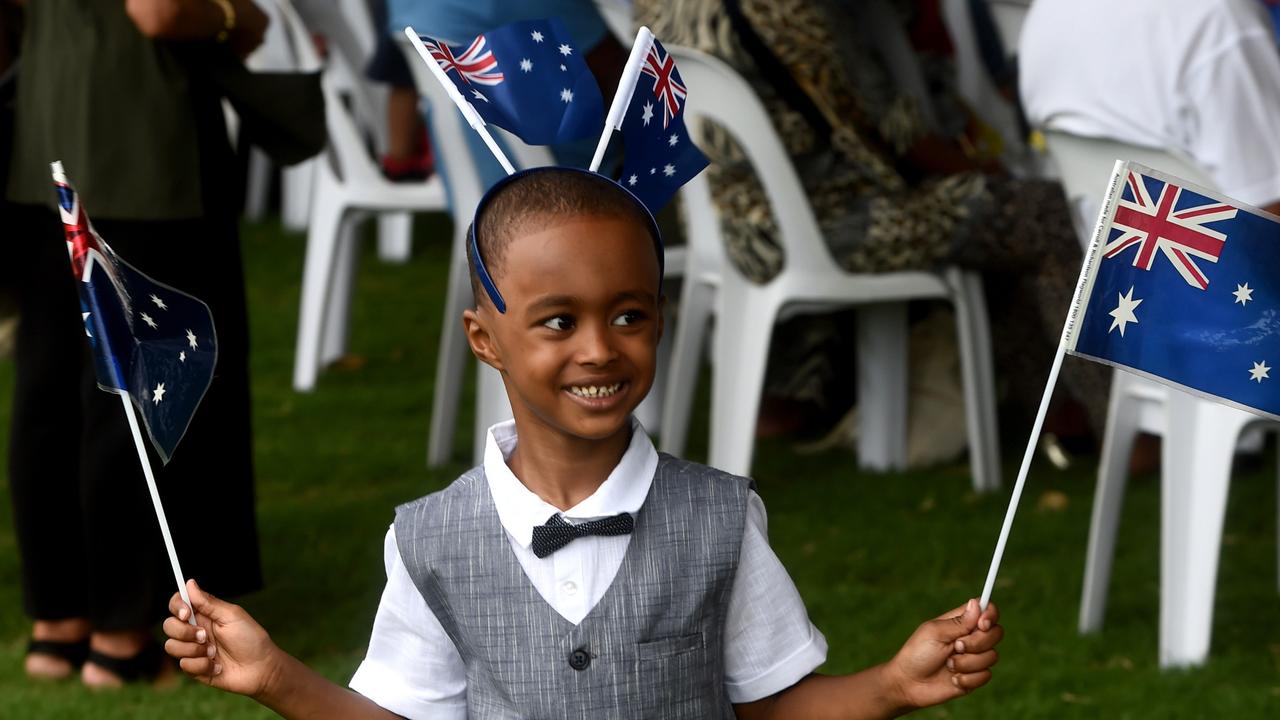 Australia Day ceremony and Raising of the Flag at Jezzine Barracks. Mohamed Amin Garad, 5, at the citizenship ceremony. Picture: Evan Morgan