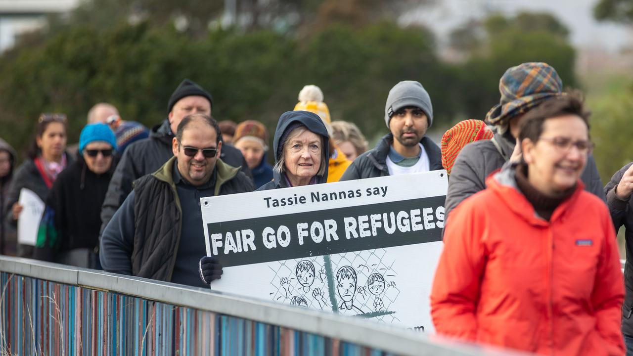 Former Tasmanian Premier Peter Gutwein completes the walk step up together at Montrose Foreshore. Picture: Linda Higginson