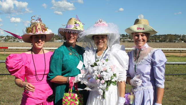 HENS PARTY: Using the Picnic Races to host a faux hens party are Bronwyn Bassett, Deb Doran, Rachel Peek and Sarina Chapple. Photo Linden Morris / Warwick Daily News