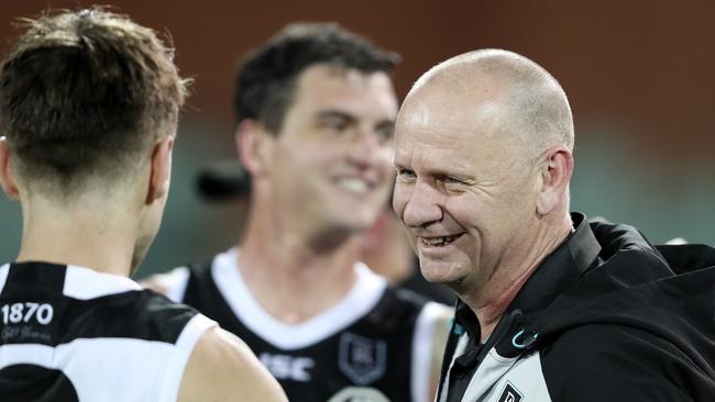 ‘They all ride the punches with us’, Ollie Wines says of Ken Hinkley and the Power coaches. Picture: Sarah Reed.