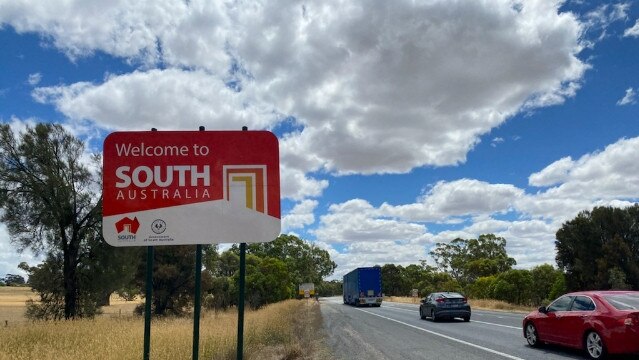 The South Australian and Victoria border crossing at Bordertown.