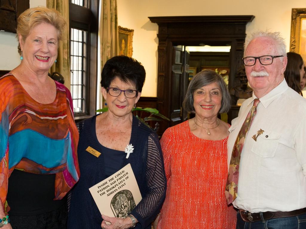 Elizabeth Brooks, Jill Argent, Sonia Coorey and Robert Doddridge at the the opening of a new exhibition at Carrick Hill entitled Inside the Cover: patron and painter, The Bookplates of Adrian Feint.