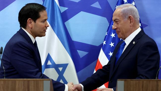 US Secretary of State Marco Rubio and Israeli Prime Minister Benjamin Netanyahu in Jerusalem. Picture: AFP