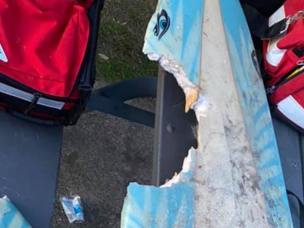 The surfboard following the shark attack at Crescent Head. Source: Facebook